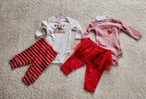 New Valentine's day baby girl outfit bundle of 2 sets size 3 months - Picture 1 of 3