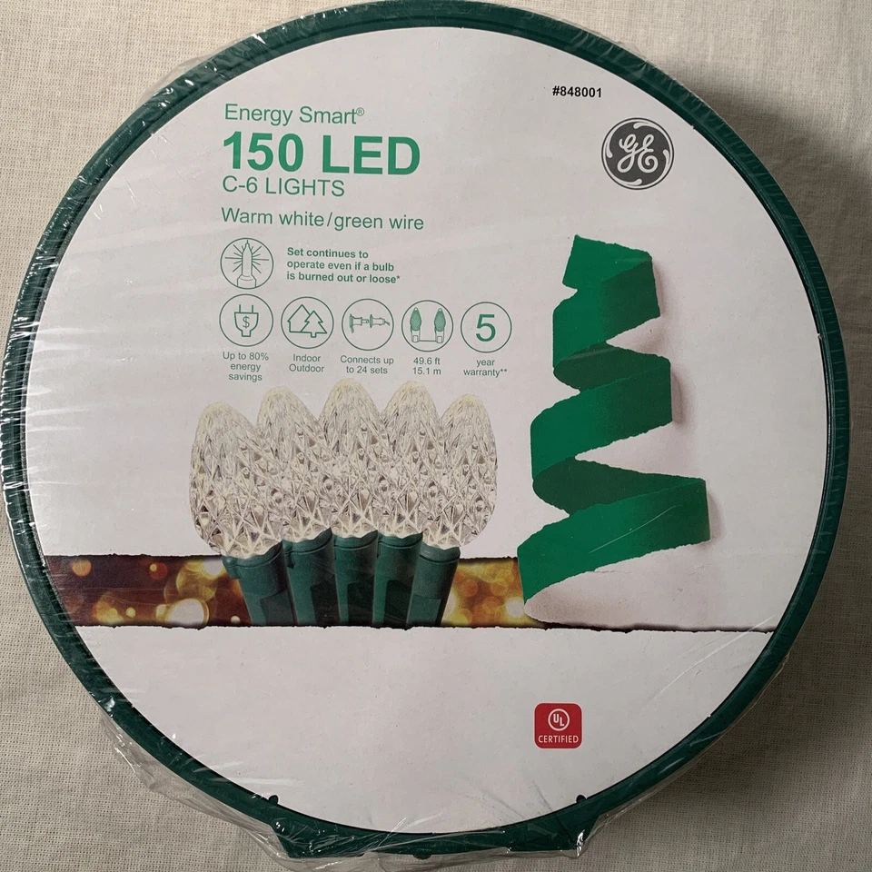 GE Energy Smart 150-count Constant Warm White C6 LED Christmas String Lights
