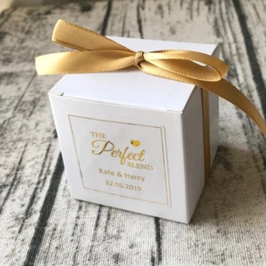40 Wedding Personalised Favour Boxes Wedding Thank You White Gift Boxes Stickers - Picture 1 of 10