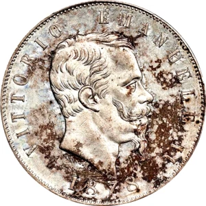 1878 R Italien 5 Lire, PCGS MS 62 - Bild 1 von 4