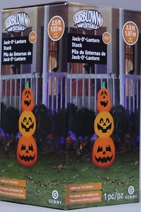 Gemmy Halloween 3.5 ft Jack-O-Lantern Stack Airblown Inflatable NIB - Picture 1 of 2
