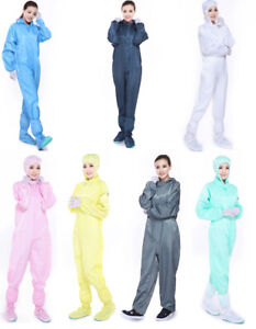 Reusable Coveralls Anti-static Hood Painters Protective Overalls Suit 7 Colors
