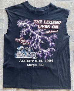 T-shirt smanicata punto singolo vintage 1994 nera fulmine la leggenda vive - Foto 1 di 13
