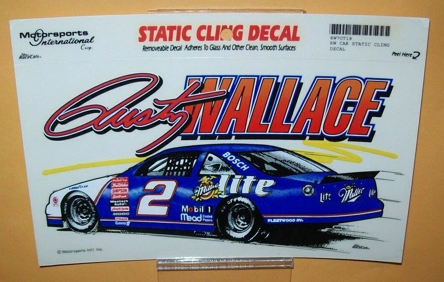 RUSTY WALLACE #2 MILLER Lite 摩托车 INT STATIC CLING 贴花 — 第 1/1 张图片