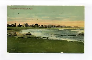 Brant Rock, Marshfield MA 1913 postal, cabañas, torre, surf en rocas - Imagen 1 de 3