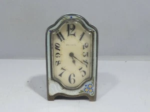 RARE ART DECO PERIOD ZENITH STERLING SILVER AND ENAMEL CLOCK NO KEY - Picture 1 of 8