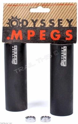 Clavijas de bicicleta BMX Odyssey MPEG negras 4" 14 mm 3 posiciones con adaptador de 3/8" 1 par MPEGS Foto 1 de 3