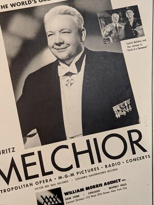 Lauritz Melchior 1945 Booking Ad Musical Performer Concert Tenor - Image 1 of 2