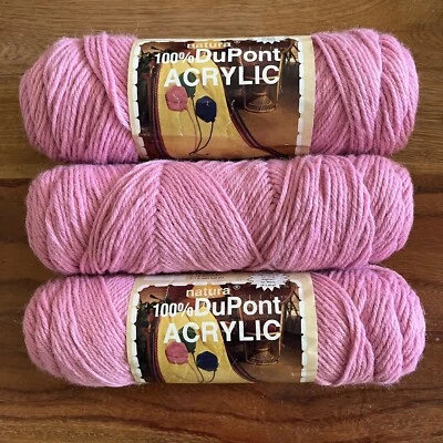 (3) Natura 100% DuPont Acrylic Yarn LT. ROSE Pink - Image 1 of 4