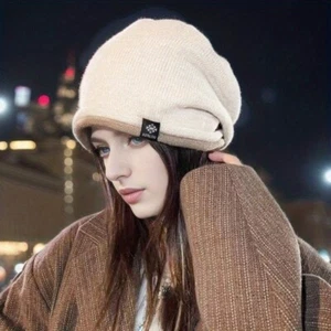 Unisex Trendy Slouchy Beanie Solid Color Coldproof Skull Cap Lightweight Elastic - Picture 1 of 10