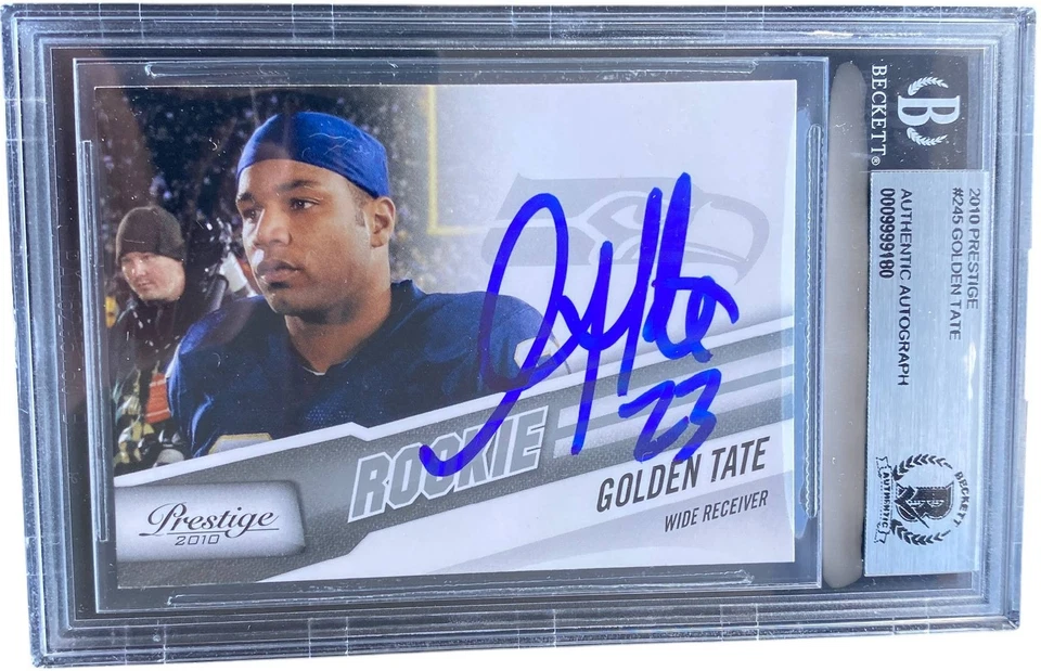 GOLDEN TATE SIGNED 2010 PRESTIGE ROOKIE RC CARD #245 BECKETT BAS  - Image 1 of 1