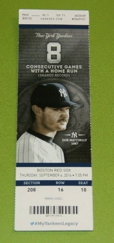 New York Yankees Ticket Stub | September 4 2014 | David Ortiz 2 HR Cover