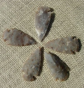 2" inch arrowheads 5 points light colors mixed reproduction spear points sa735 - Picture 1 of 1