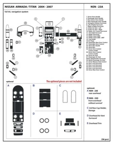 Kit de molduras de tablero de fibra de carbono para Nissan Armada/Titan 2004-2007 con sistema de navegación - Imagen 1 de 1