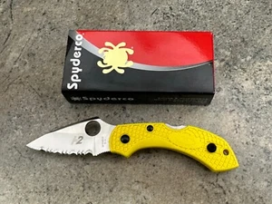 Spyderco Dragonfly 2 Salt Folding Knife C28SYL2 Plain Edge H-2 Steel Blade - Picture 1 of 3