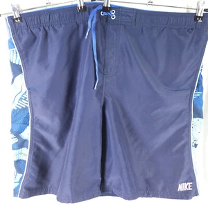 Nike Men's 44 2XL Navy Blue Floral Print Drawstring Waistband Swim Board Shorts - Picture 1 of 7
