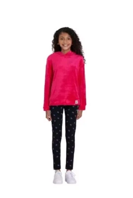 Juego de leggings de felpa y mariposa negros rosa brillante Lucky Brand para niñas 14/16 L Foto 1 de 4