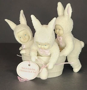 snowbunnies dept 56 figurines Rub-Dub-Dub 3 Bunnies in the Tub - Picture 1 of 8