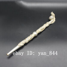9.05" Chinese Tibetan Silver Copper Dragon Old-Fashioned Smoking Pot Pipe Gift