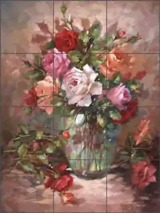 Rosa Artelejo Mural Salpicadero Taite Cerámica Flores Florales POV-FPT012 - Imagen 1 de 2