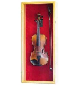 Violin Display Case Ukulele Fiddle Mandolin Oak Wood Cabinet Wall Holder Rack - Picture 1 of 16