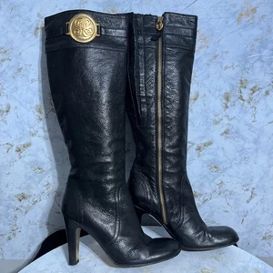 Juicy Couture Italy Womens Sz 10M Shoes Black Leather Zip Knee High Fashion Boot - Picture 1 of 11