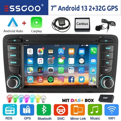 DAB+ Carplay 32G Android 13 Autoradio GPS USB WIFI RDS Für Audi A3 S3 RS3 8V 8PA - Bild 1 von 4