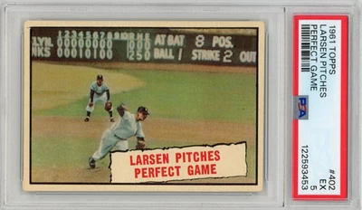 1961 TOPPS DON LARSEN PERFECT GAME #402 NEW YORK YANKEES NICELY CENTERED PSA 5 - Image 1 of 3