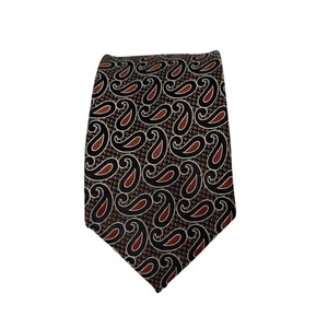 Ermenegildo Zegna Tie Paisley Italy Silk Tie Navy Blue Red Brown 58” Long - Picture 1 of 9
