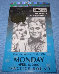 2002 Masters Tournament Practice Round Badge ~ Montag, 8. April 2002 - Bild 1 von 3