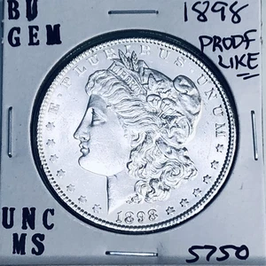 1898 BU GEM MORGAN SILVER DOLLAR UNC MS+++ U.S. MINT RARE COIN 5750 - Picture 1 of 3