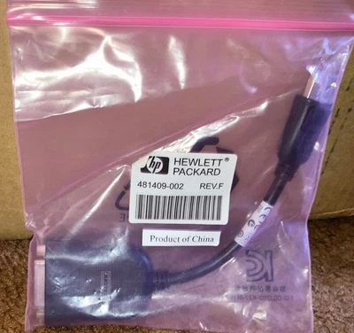 Hewlett Packard 481409-002 Display Port to DVI Cable Adapter NOS - Image 1 of 2