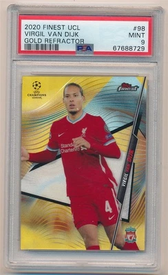 VIRGIL VAN DIJK 2020 TOPPS FINEST UCL GOLD REFRACTOR #98 SP #29/50 PSA 9 MINT - Image 1 of 2