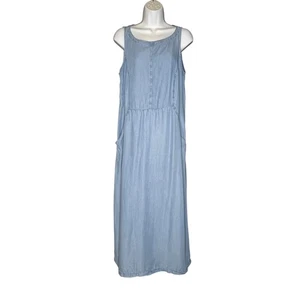 J Jill Denim ärmelloses Maxikleid mittelblau Tencel weich Taschen Relaxed Fit - Bild 1 von 13
