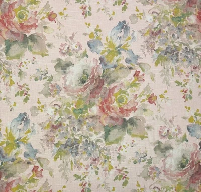 COVINGTON MACBETH BLUSH PINK FLORAL MULTIUSE DESIGNER LINEN FABRIC BY YARD 54"W - Image 1 of 4
