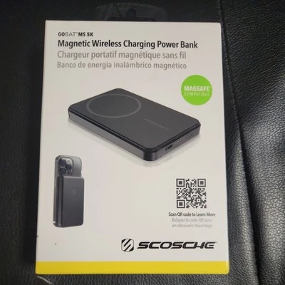Scosche GoBat MagSafe Wireless Power Bank, 5000mAh, Black (PBQ5MS-SP) - Image 1 of 2