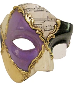 MAR5 PHANTOM DER OPER, HANDGEFERTIGT IN ITALIEN, PAPIERMACHE, LILA/SCHWARZ/GOLD. - Bild 1 von 3