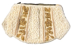 Beaded Clutch Evening Bag Tiny Cream Purse Great for Child or Wedding Vint. READ - Picture 1 of 14