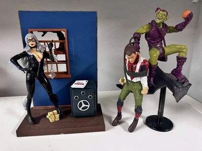 Marvel Diamond Select Juego de 2 Gato Negro + Duende Verde con Spider-Man - Completo Foto 1 de 4