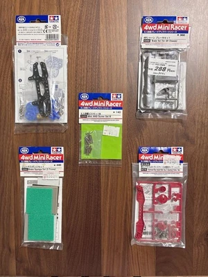 Tamiya 4WD Mini Racer Parts Set Chassis/Brake/First Driver Multi-Color Japan New - Image 1 of 4