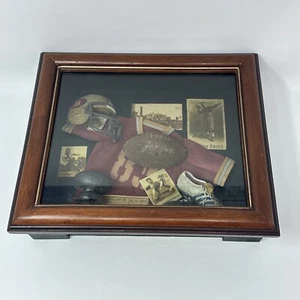 Vintage Football 3D Shadow Box Wall Art Decor 13” x 11” Man Cave Game Room - Picture 1 of 10