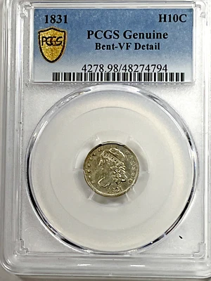 Media moneda de diez centavos busto tapado 1831: graduación profesional en muy buen estado detalles Foto 1 de 4