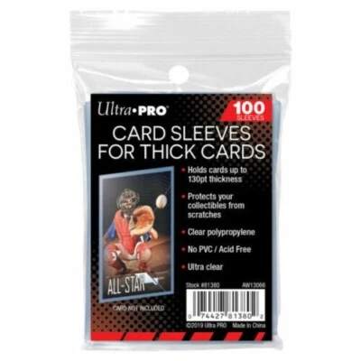 100x Ultra Pro Card Sleeves FOR THICK CARDS - 130pt Clear Protectors Pokemon MTG - image 1 of 3