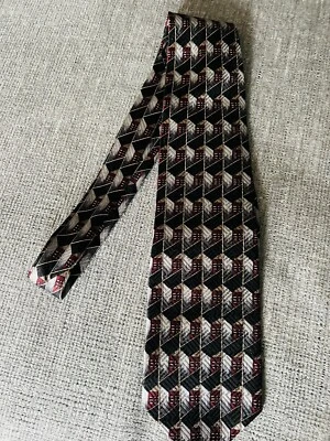 Corbata geométrica de seda para hombre Zylos George Machado clásica negra, gris, vino, bronce Foto 1 de 4