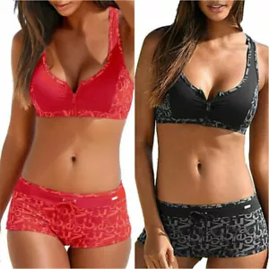 Women Padded Bikini Set Push Up Boy Shorts Swimsuit Swimwear Bathing Suit - Picture 1 of 10