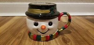 Hand painted Snowman Face Ceramic Mug With Handle Celebrate the Season - Picture 1 of 3