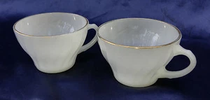 2 tazas de café de té de vidrio con leche Anchor Hocking con patrón de remolino y borde dorado - Imagen 1 de 12