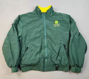 VTG John Deere Bomber Jacket Mens Extra Large Green Yellow Fleece Lined Workwear - Picture 1 of 9