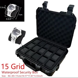 Waterproof Watch Storage Box Hard Case Protection Travel Carry 15 Slot - Picture 1 of 6