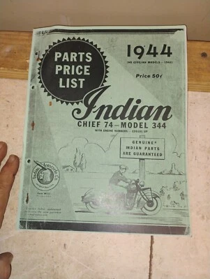 lista de precios de piezas de motocicleta indian 1944 344 Chief Foto 1 de 2